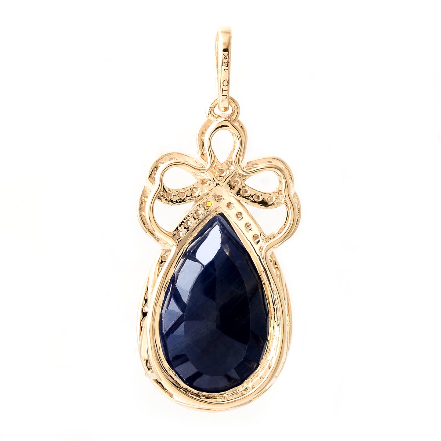 6.64 Ct Pear Mixed Cut Natural Corundum Sapphire 14K Gold Pendant