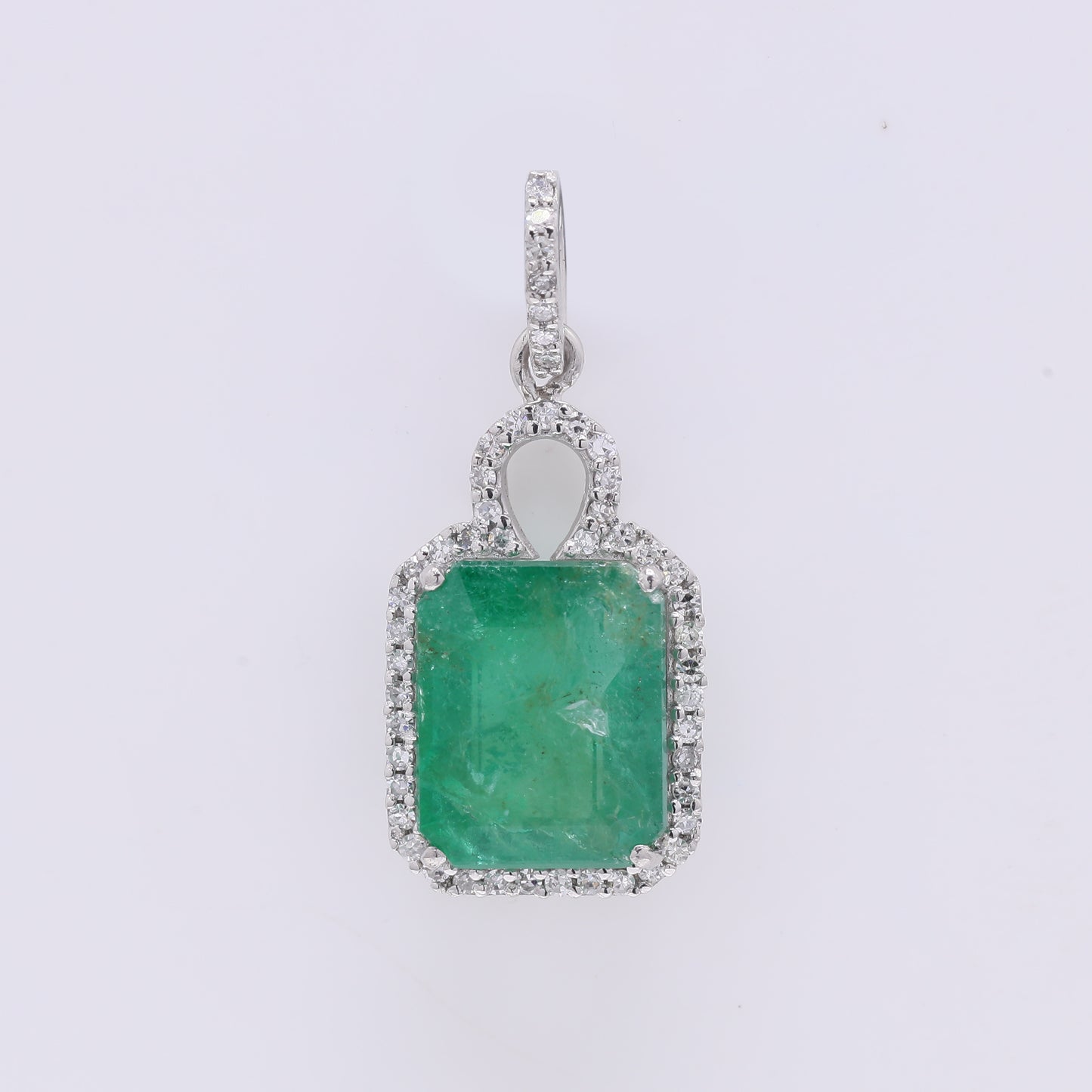 3.00 Ct Octagon Step Cut Natural Emerald 950 Platinum Pendant
