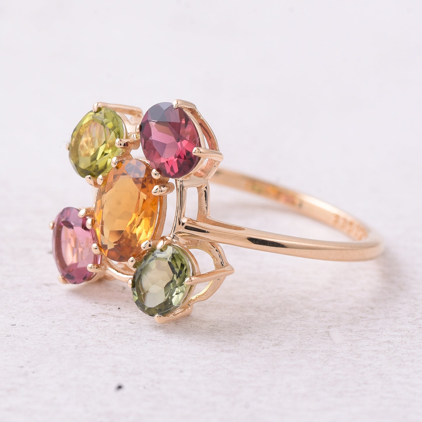 2.13 Ct Oval Natural Multi-Coloured Tourmaline 14K Gold Ring