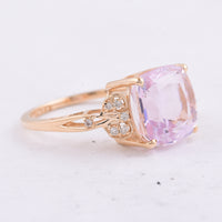 5.44 Ct Cushion Natural Kunzite 14K Gold Ring