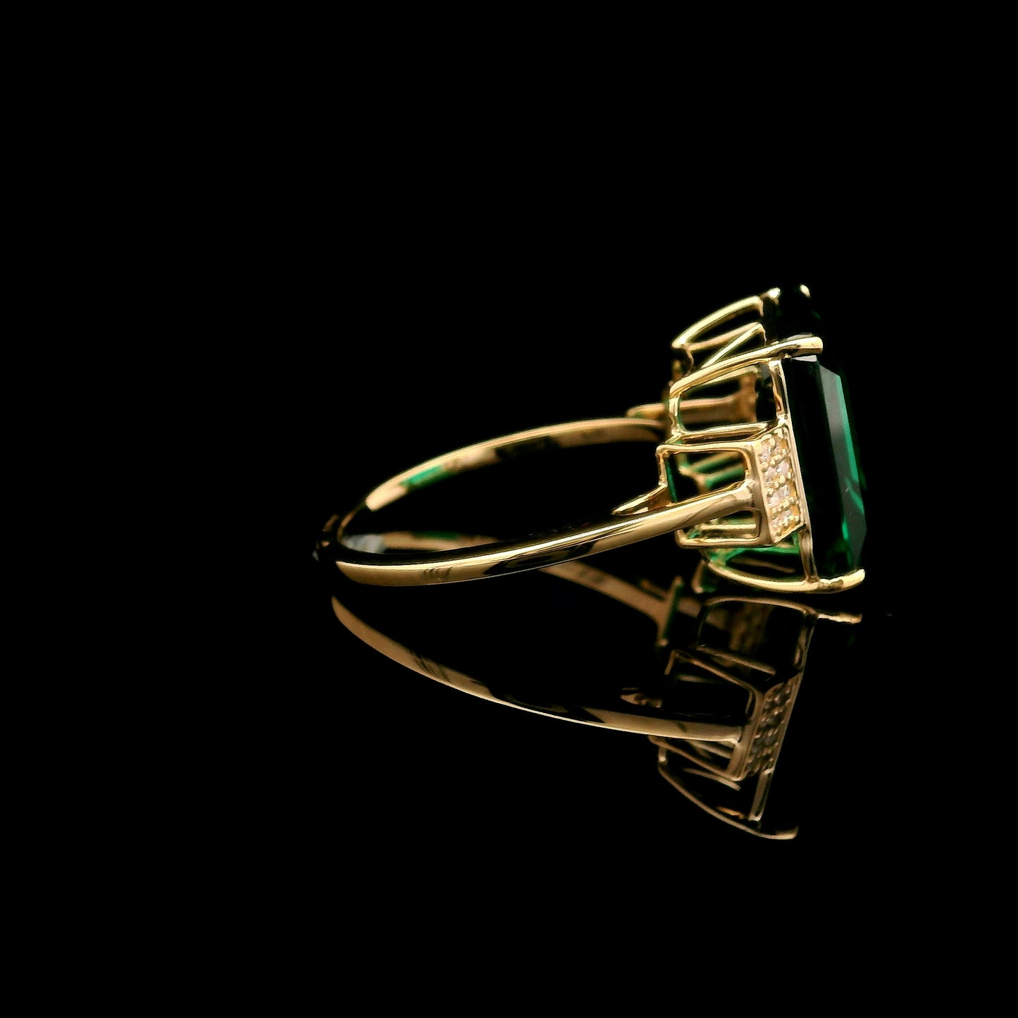 5.19 Ct Emerald Cut Lab Grown Emerald 14K Gold Ring