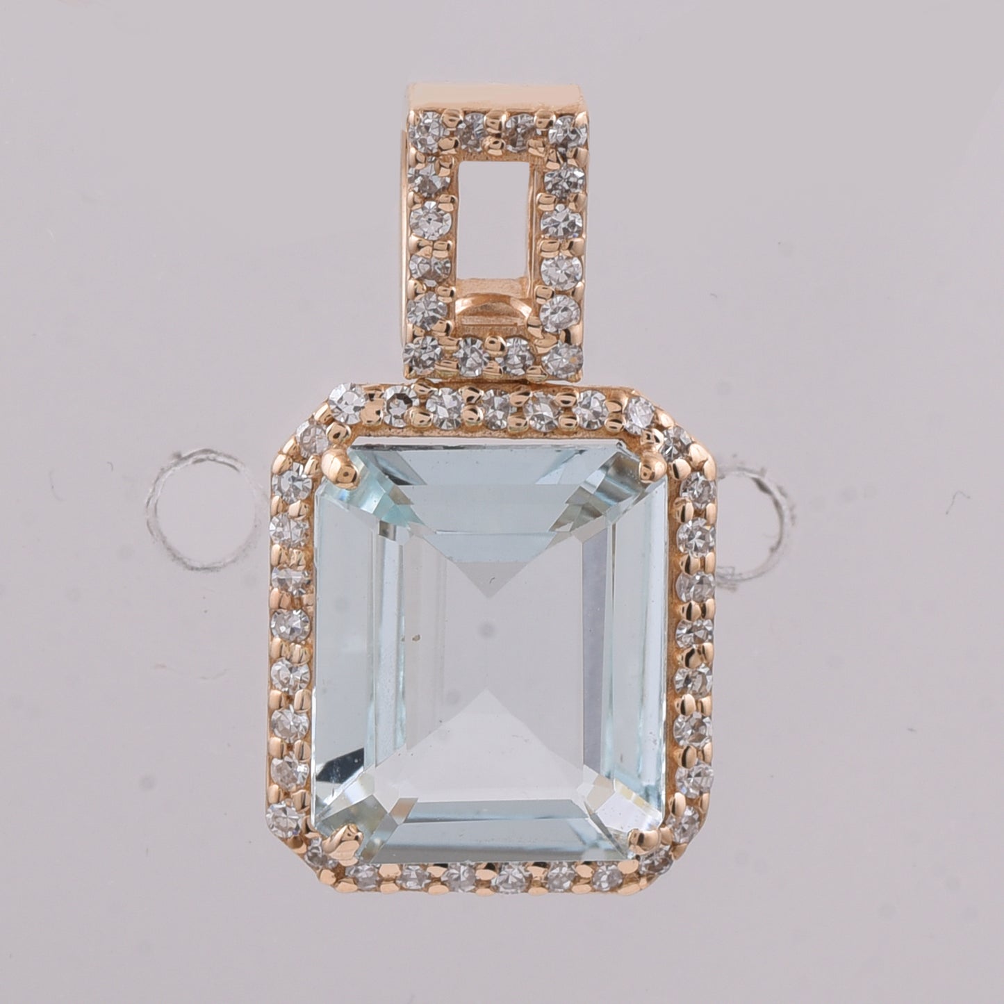 1.95 Ct Octagon Step Cut Natural Aquamarine 14K Gold Pendant