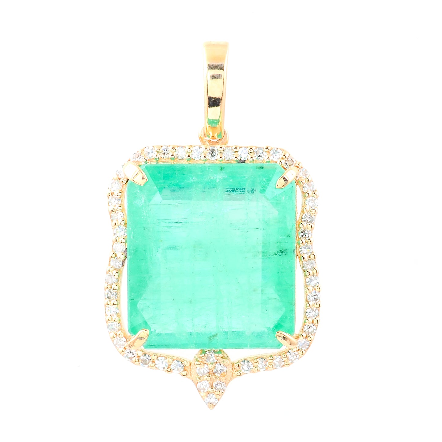 6.85 Ct Octagon Natural Emerald 14K Gold Pendant