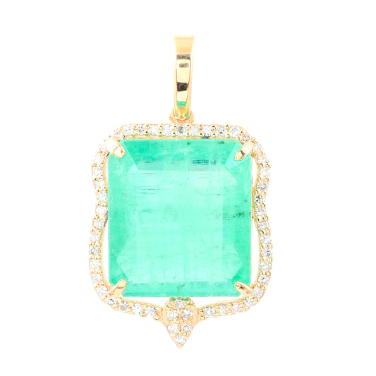 6.85 Ct Octagon Natural Emerald 14K Gold Pendant