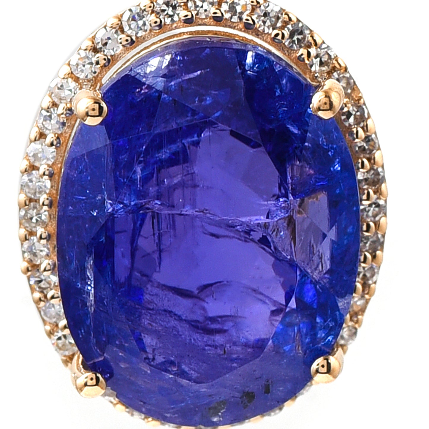 1.10 Ct Oval Mixed Cut Natural Tanzanite 14K Gold Pendant