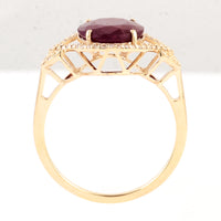 3.31 Ct Oval Mixed Cut Natural Corundum Ruby 14K Gold Ring