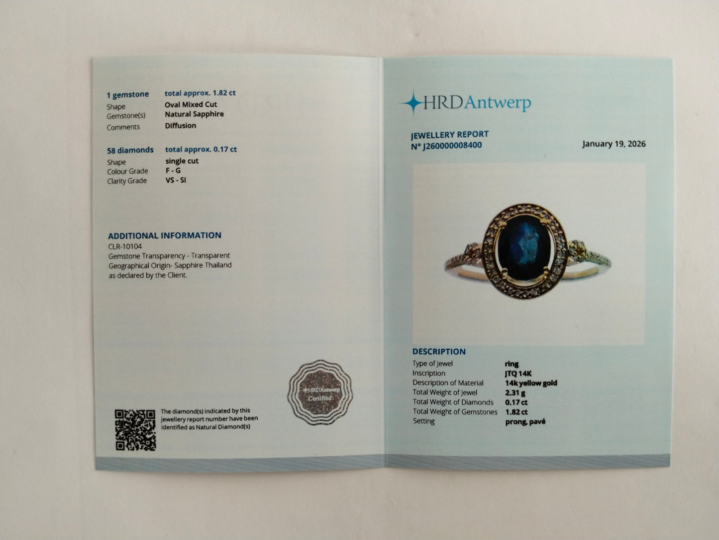 1.99 Ct Oval Mixed Cut Natural Sapphire 14K Gold Ring