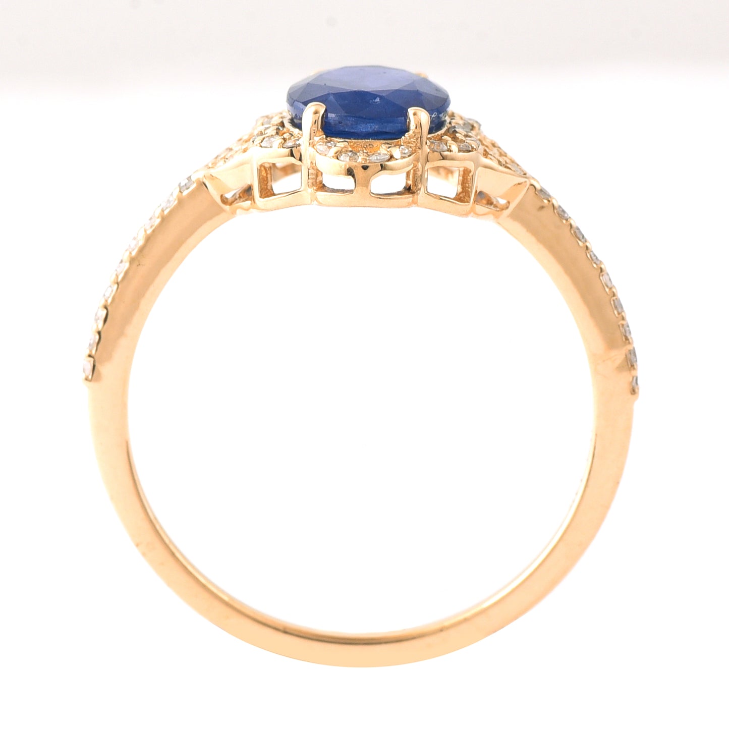 1.71 Ct Oval Mixed Cut Natural Sapphire 14K Gold Ring
