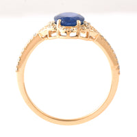 1.71 Ct Oval Mixed Cut Natural Sapphire 14K Gold Ring