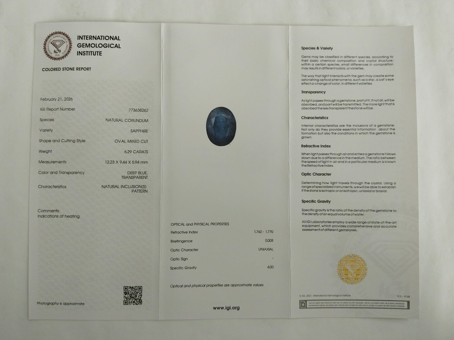 6.29 Natural Corundum Sapphire Oval Mixed Cut Gemstone