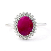1.58 Ct Oval Mixed Cut Natural Ruby 950 Platinum Ring