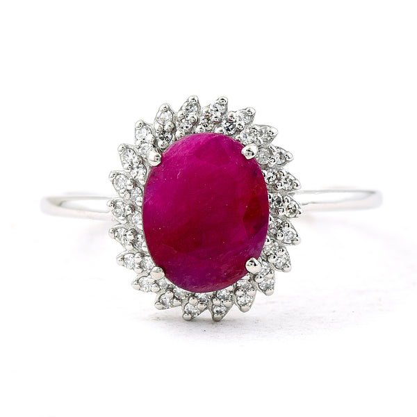 1.58 Ct Oval Mixed Cut Natural Ruby 950 Platinum Ring
