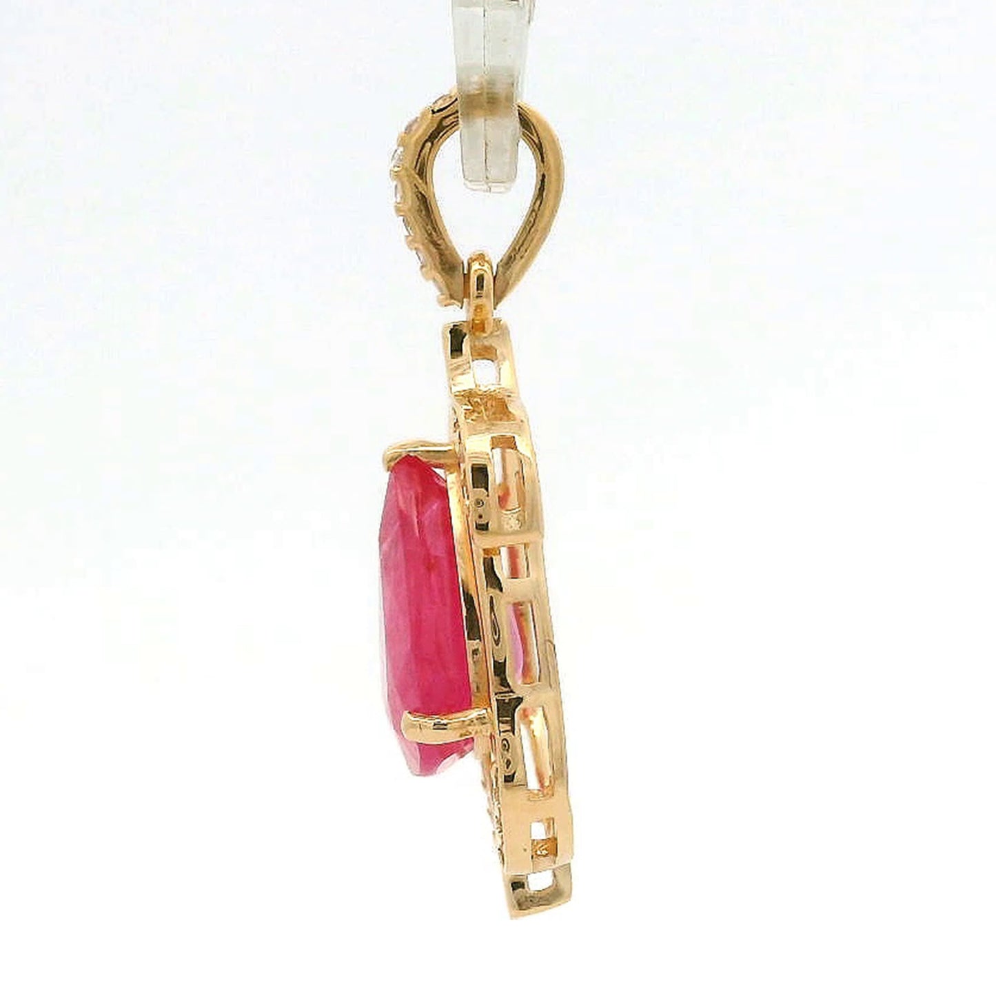 2.32 Ct Pear Ruby 14K Gold Pendant