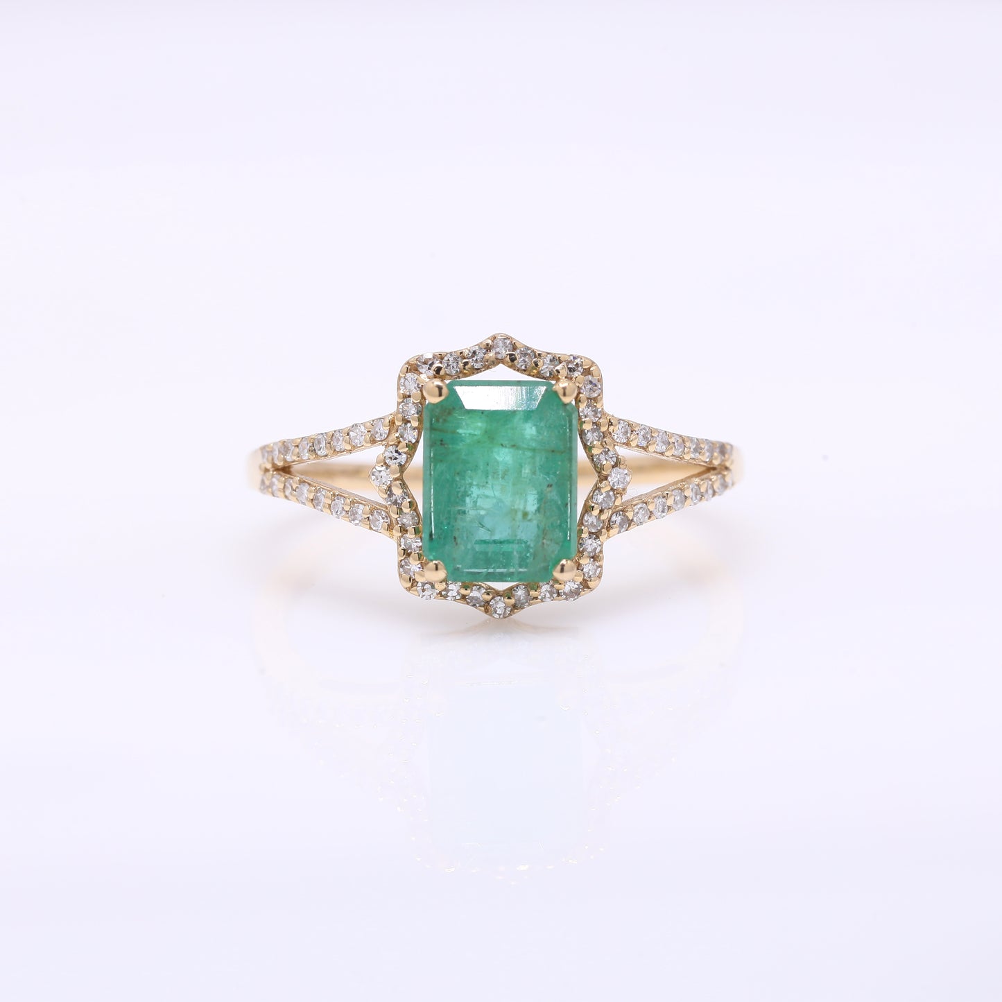 1.85 Ct Octagon Step Cut Natural Emerald 14K Gold Ring