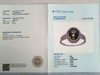 2.94 Ct Oval Mixed Cut Natural Bi-Coloured Sapphire 950 Platinum Ring