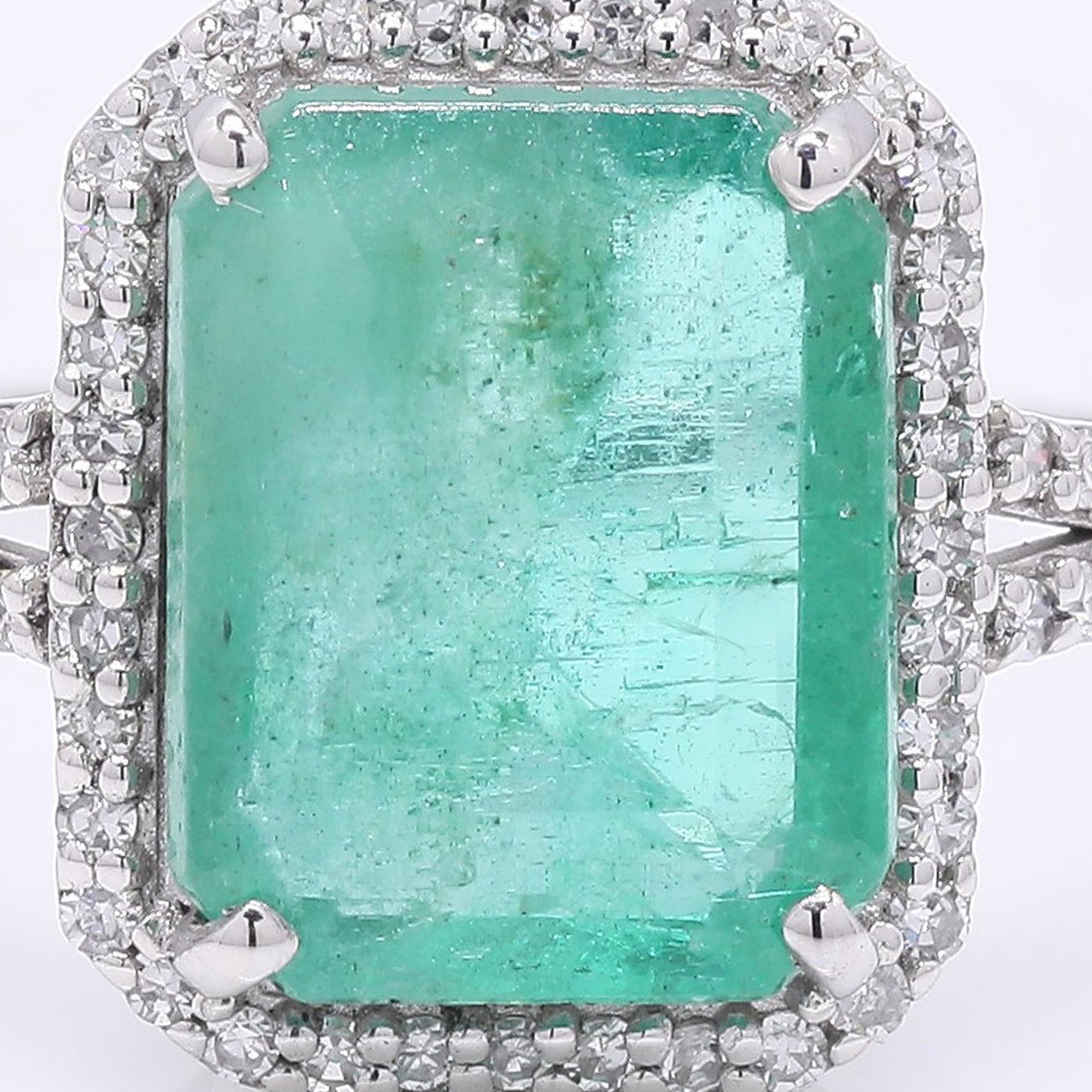 2.92 Ct Octagon Step Cut Natural Emerald 950 Platinum Ring