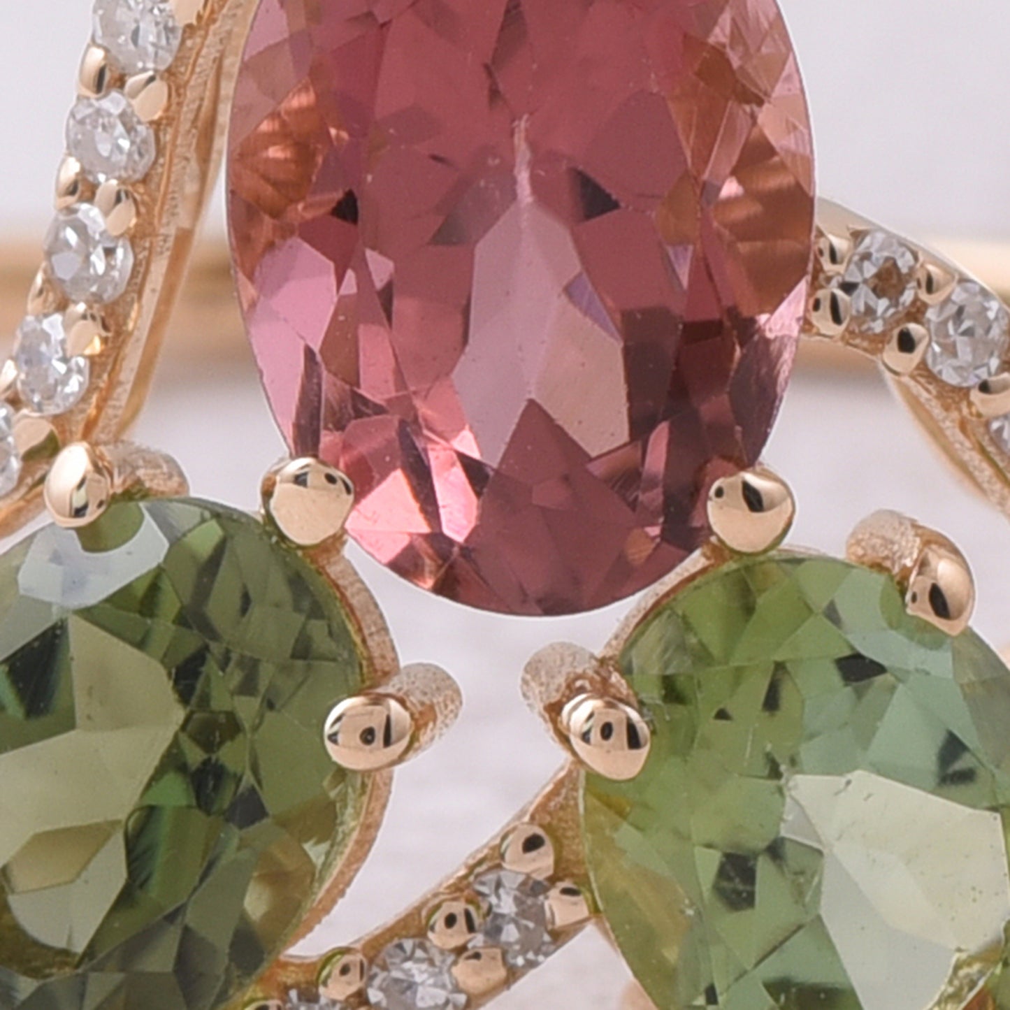 1.71 Ct Oval Natural Multi-Coloured Tourmaline 14K Gold Ring