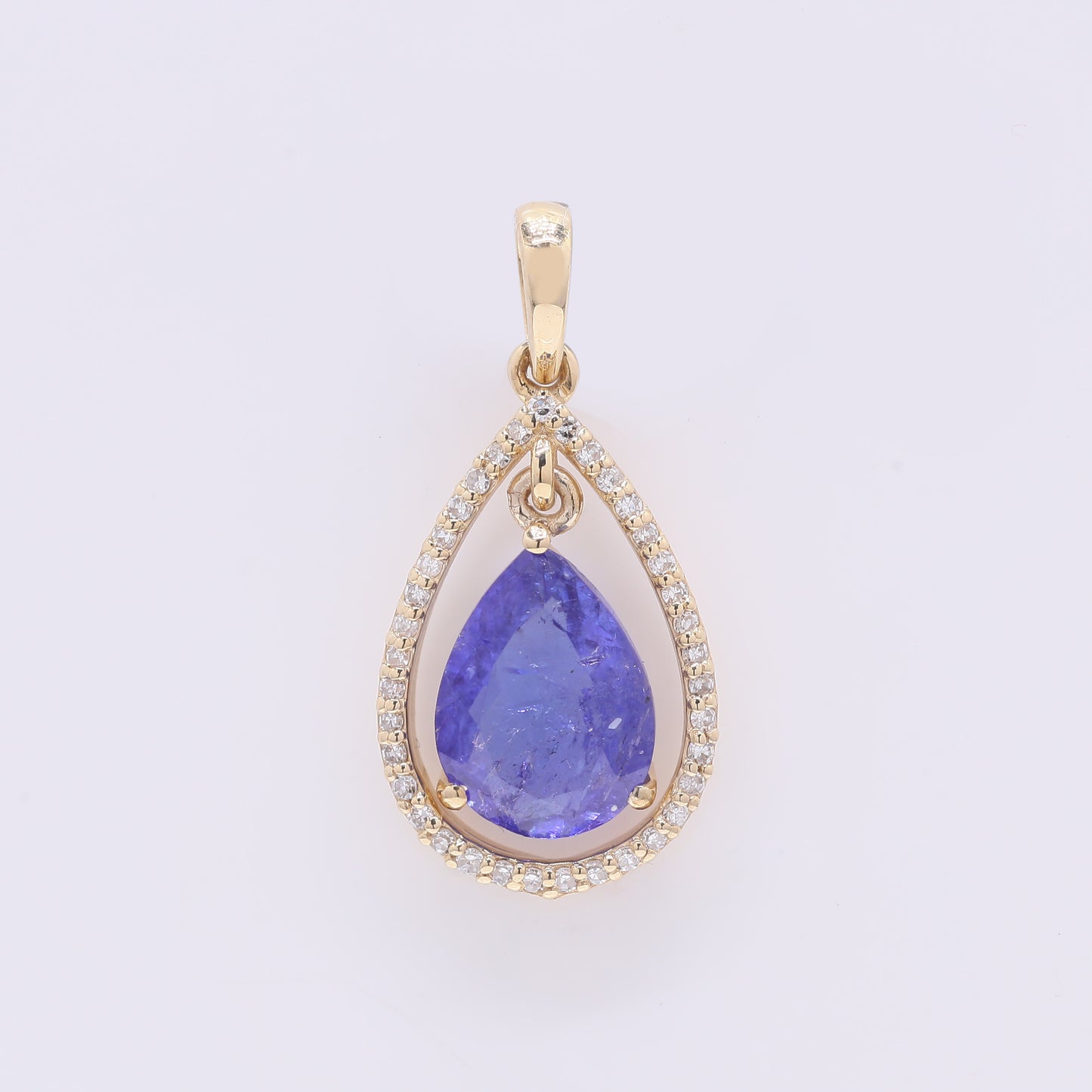 2.09 Ct Pear Mixed Cut Natural Tanzanite 14K Gold Pendant