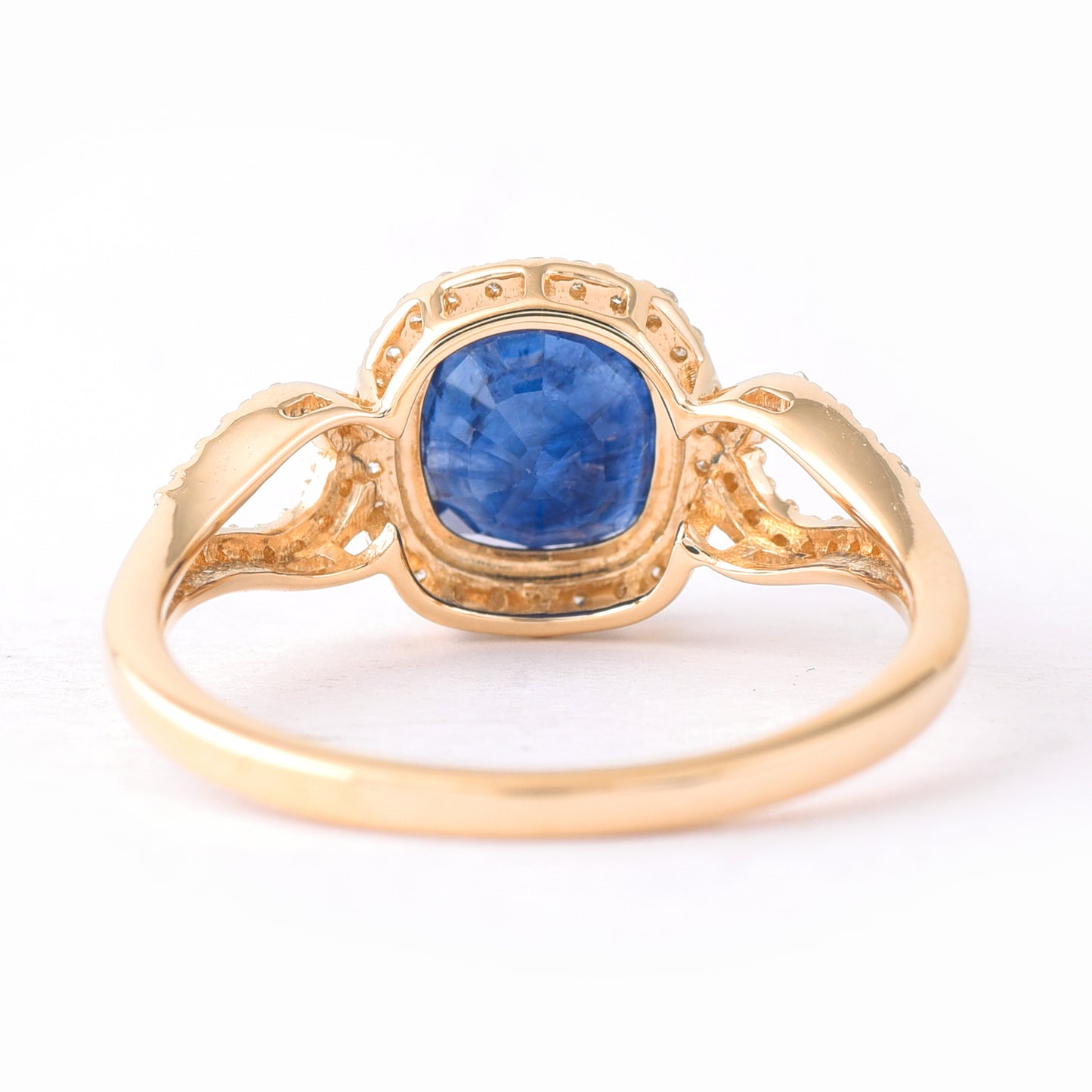 2.05 Ct Cushion Mixed Cut Natural Sapphire 14K Gold Ring