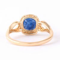 2.05 Ct Cushion Mixed Cut Natural Sapphire 14K Gold Ring