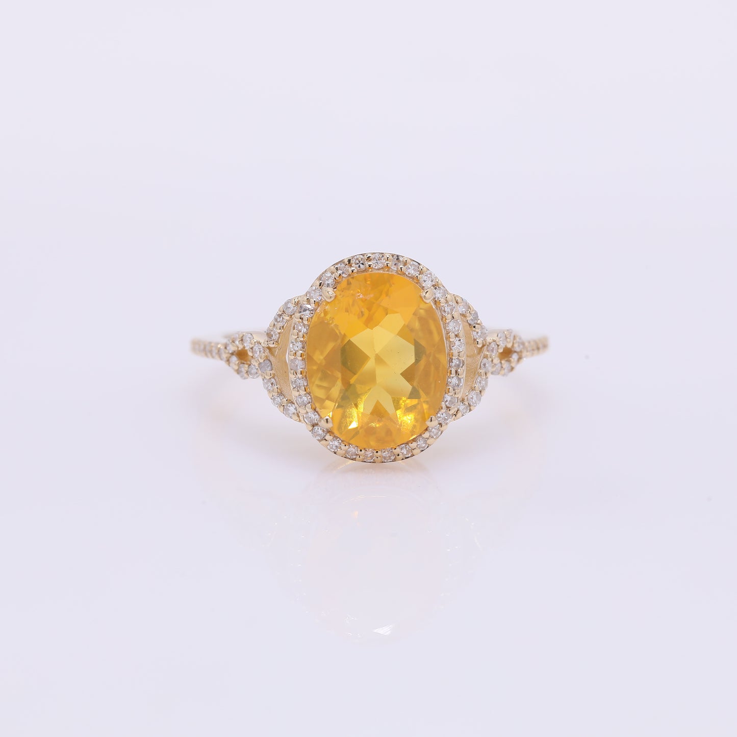 2.00 Ct Oval Mixed Cut Natural Fire Opal 14K Gold Ring
