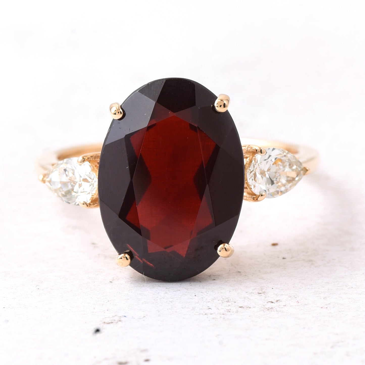 7.01 Ct Oval Garnet 14K Gold Ring