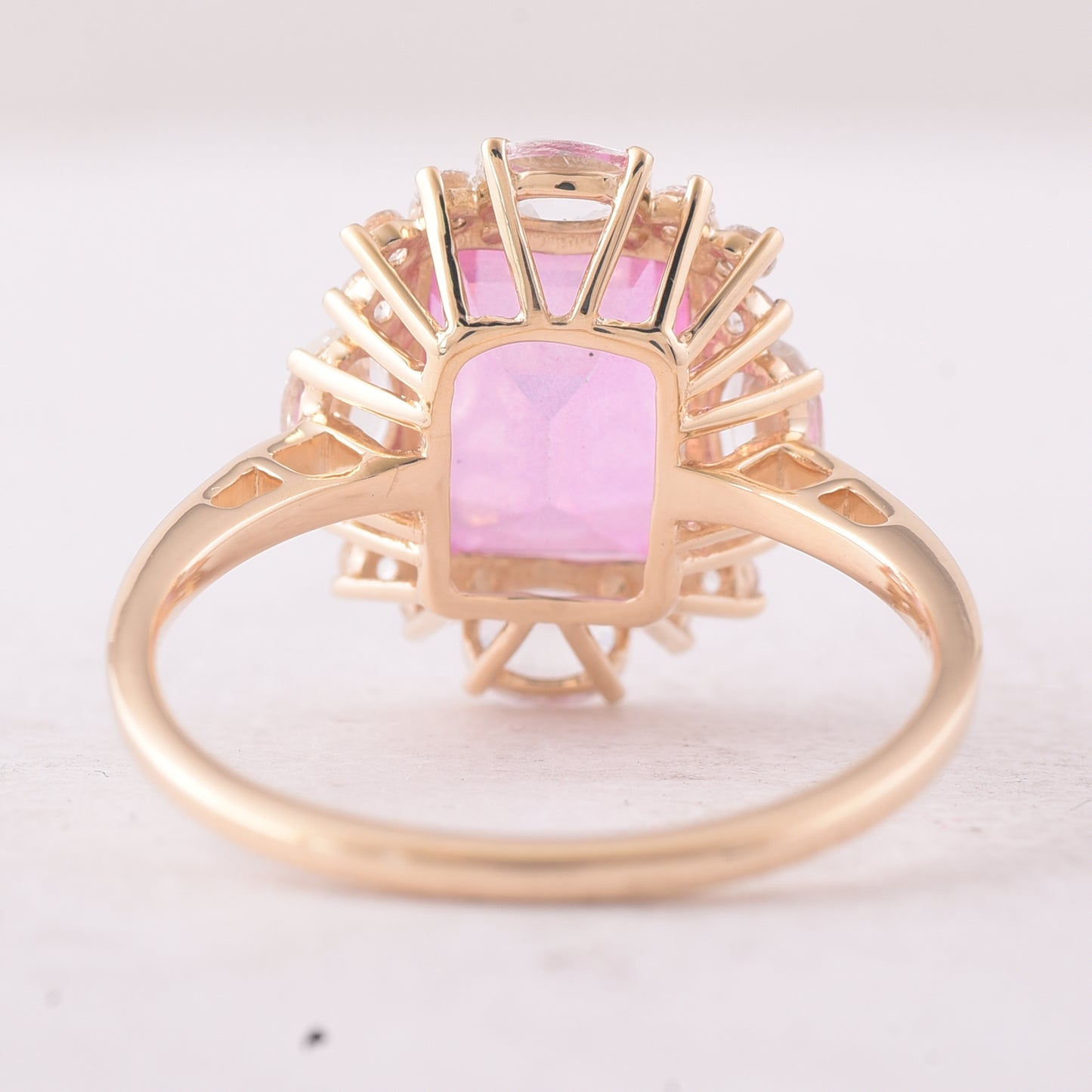3.98 Ct Octagon Pink Topaz 9K Gold Ring