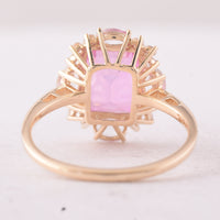 3.98 Ct Octagon Pink Topaz 9K Gold Ring