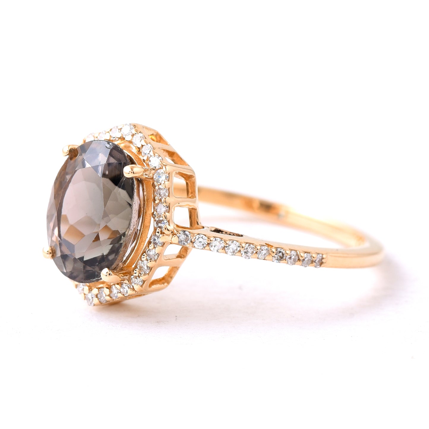 2.13 Ct Oval Mixed Cut Natural Tourmaline 14K Gold Ring