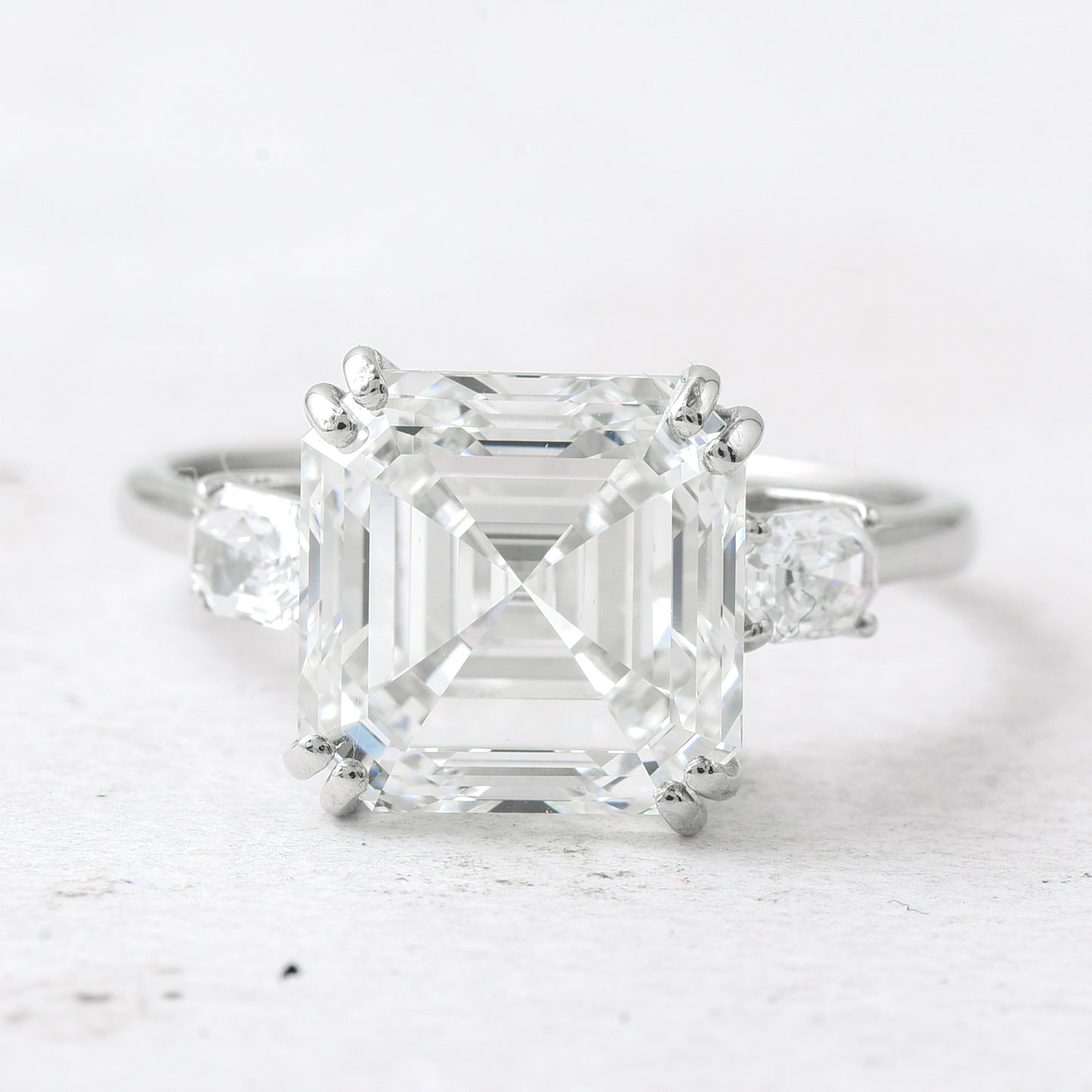 5.68 Ct Asscher Lab Grown Diamond 950 Platinum Ring