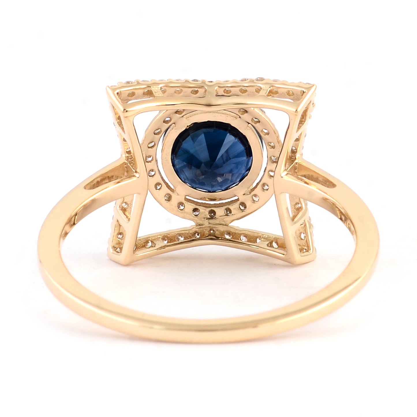 1.34 Ct Round Mixed Cut Natural Corundum Sapphire 14K Gold Ring