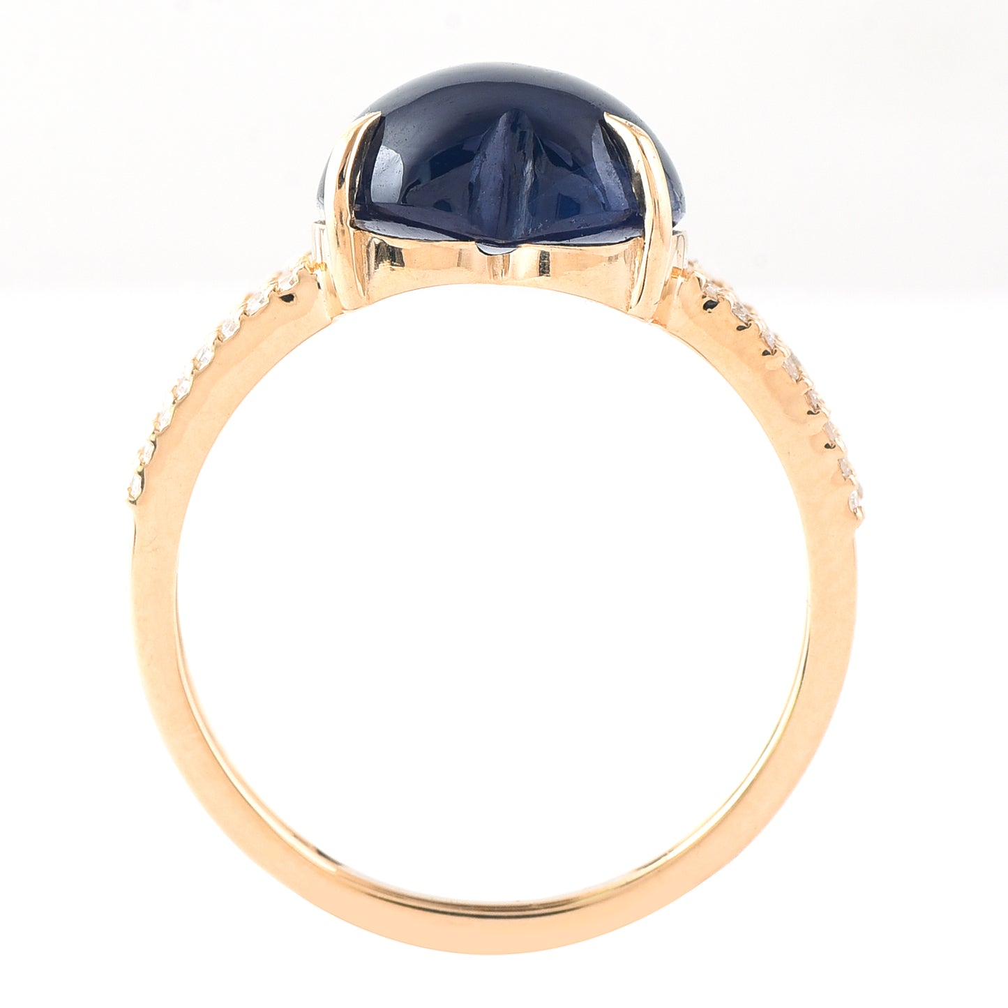 5.69 Ct Heart Cabochon Natural Sapphire 14K Gold Ring
