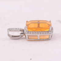 2.86 Ct Cushion Mixed Cut Natural Fire Opal 950 Platinum Pendant