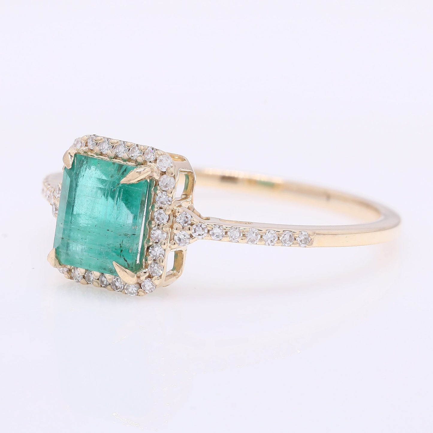 1.15 Ct Octagon Step Cut Natural Emerald 14K Gold Ring