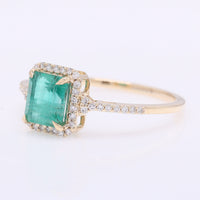 1.15 Ct Octagon Step Cut Natural Emerald 14K Gold Ring