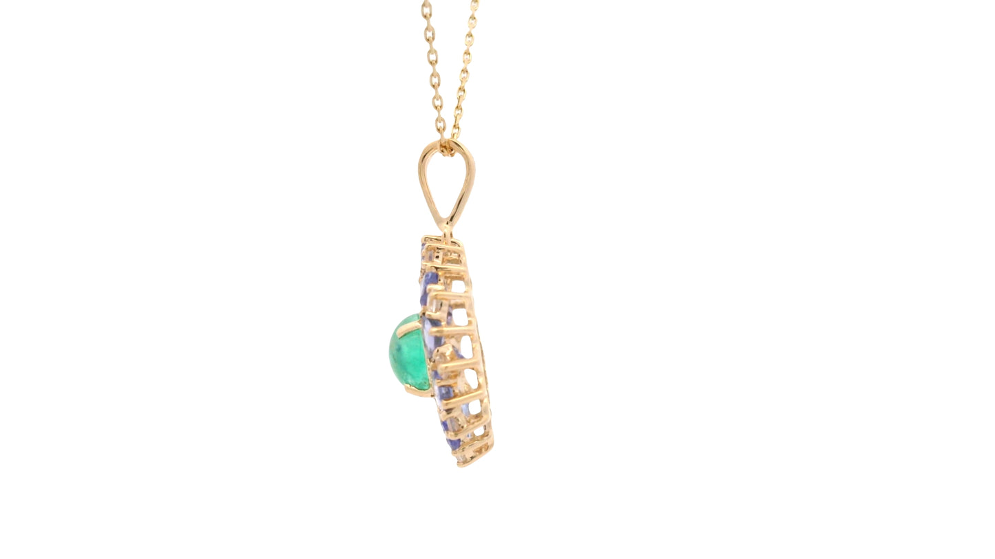 2.08 Ct Round Emerald 14K Gold Pendant