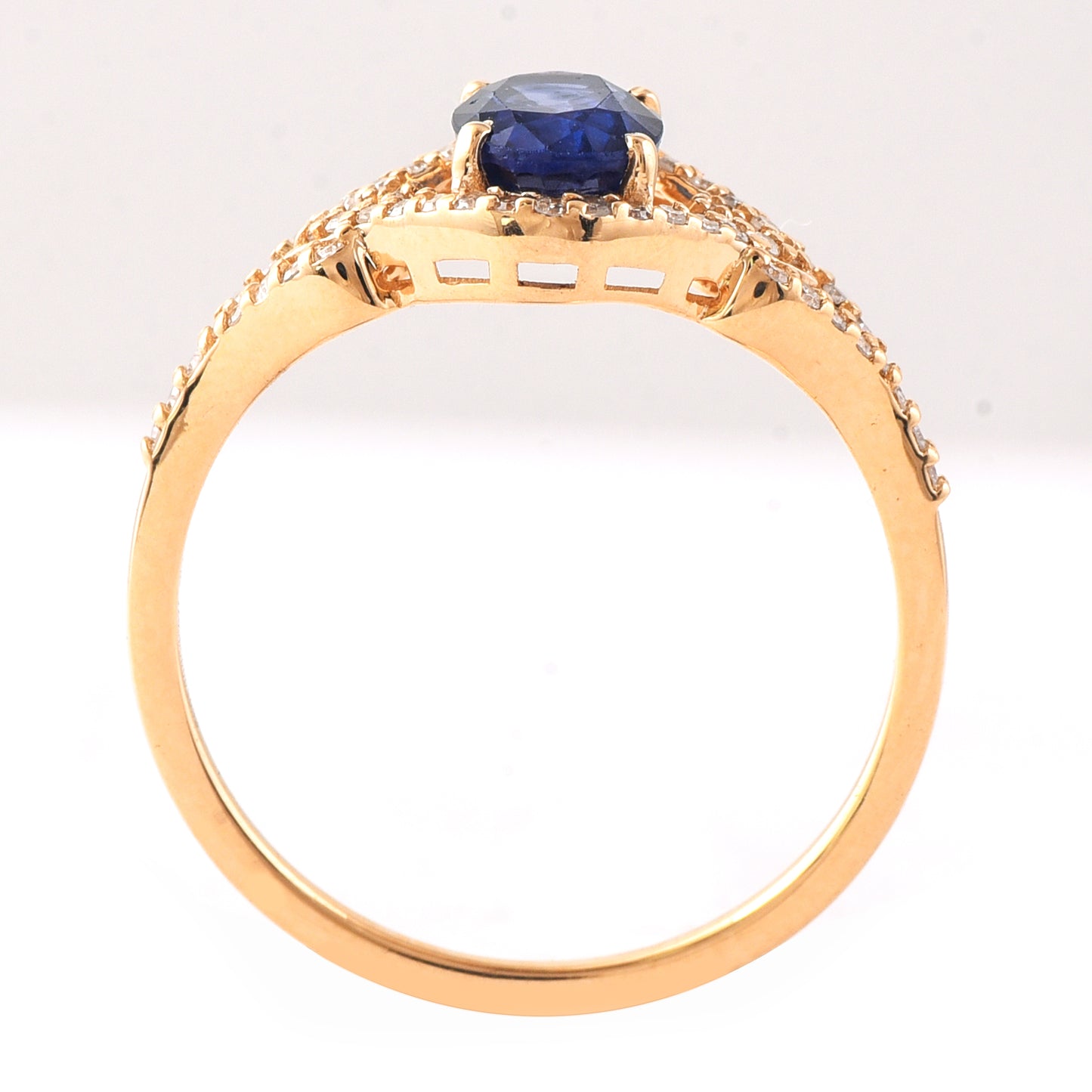 1.33 Ct Oval Mixed Cut Natural Sapphire 14K Gold Ring