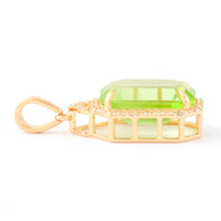 5.20 Ct Octagon Step Cut Natural Peridot 14K Gold Pendant