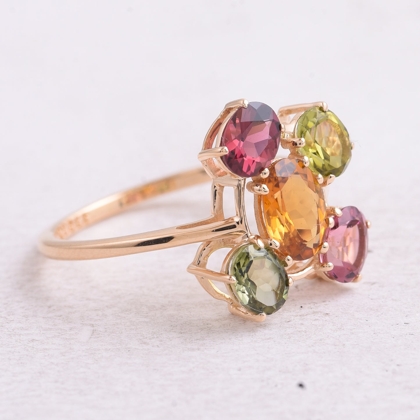 2.13 Ct Oval Natural Multi-Coloured Tourmaline 14K Gold Ring