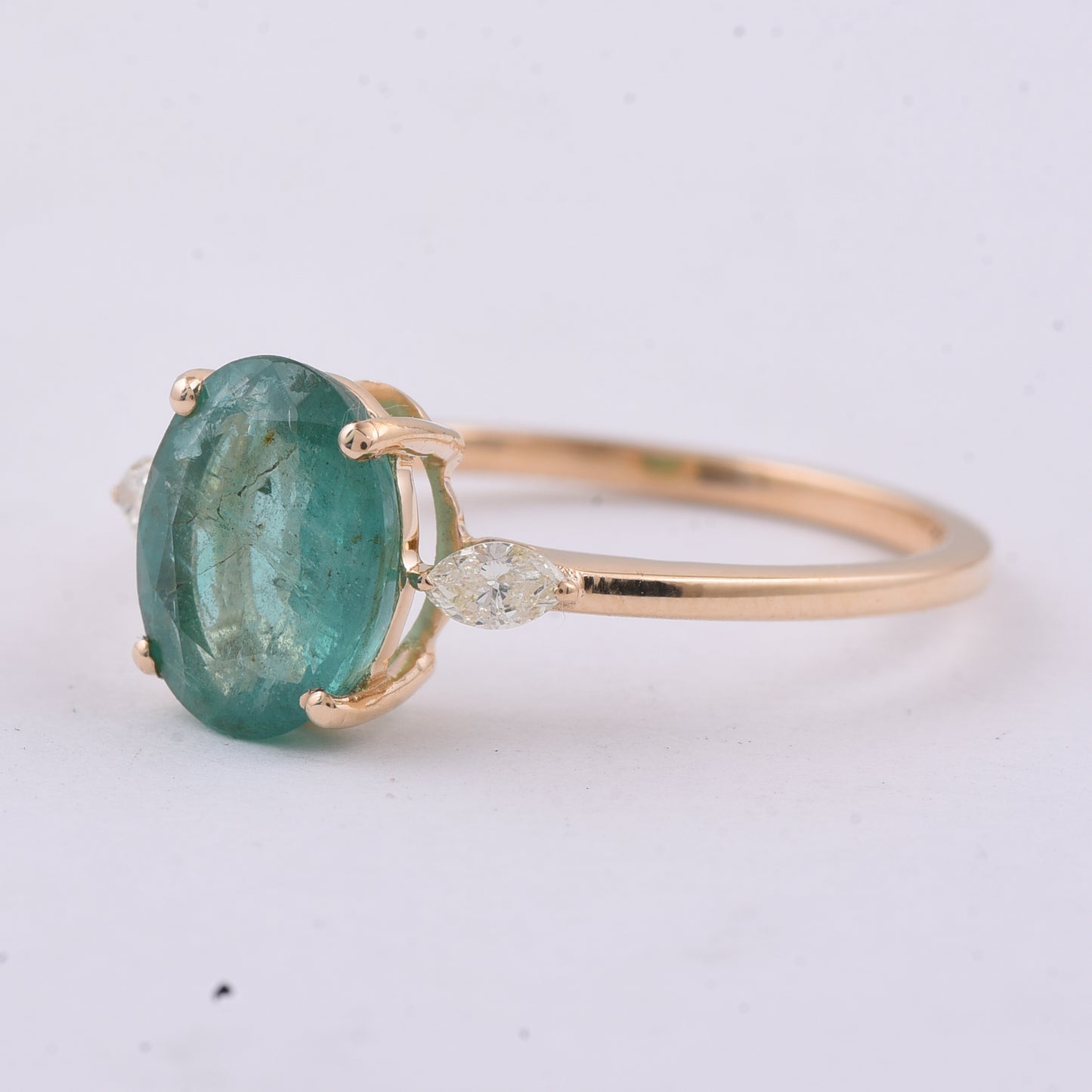 1.73 Ct Oval Natural Emerald 14K Gold Ring