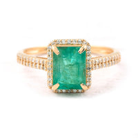 1.88 Ct Octagon Step Cut Natural Emerald 14K Gold Ring