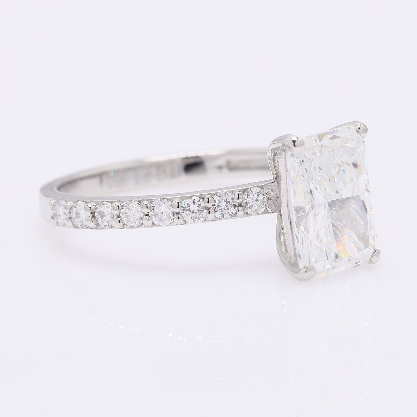 2.15 Ct Cut Cornere Rectangular Modifie Brilliant Lab Grown Diamond 950 Platinum Ring