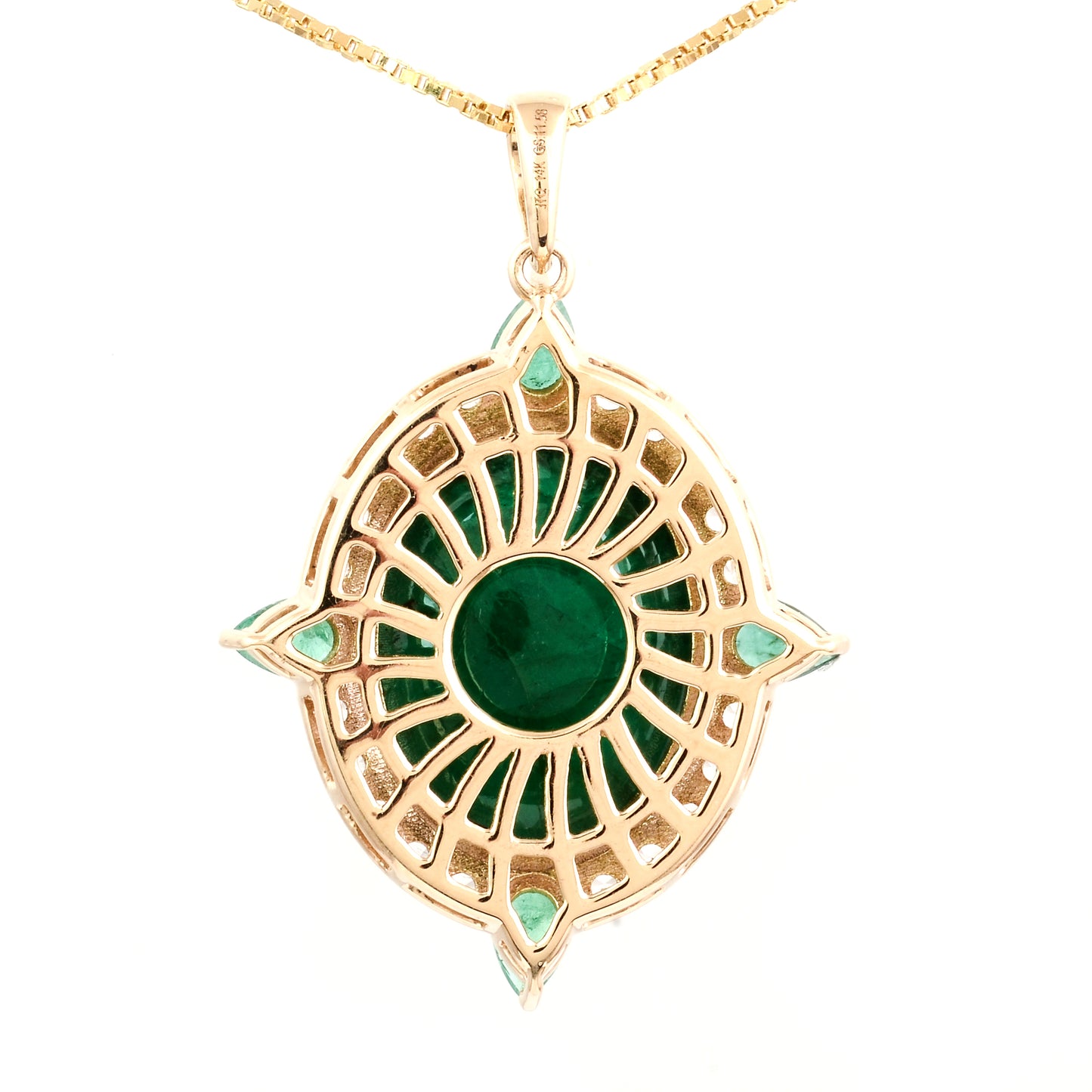11.58 Ct Oval Natural Beryl Emerald 14K Gold Pendant