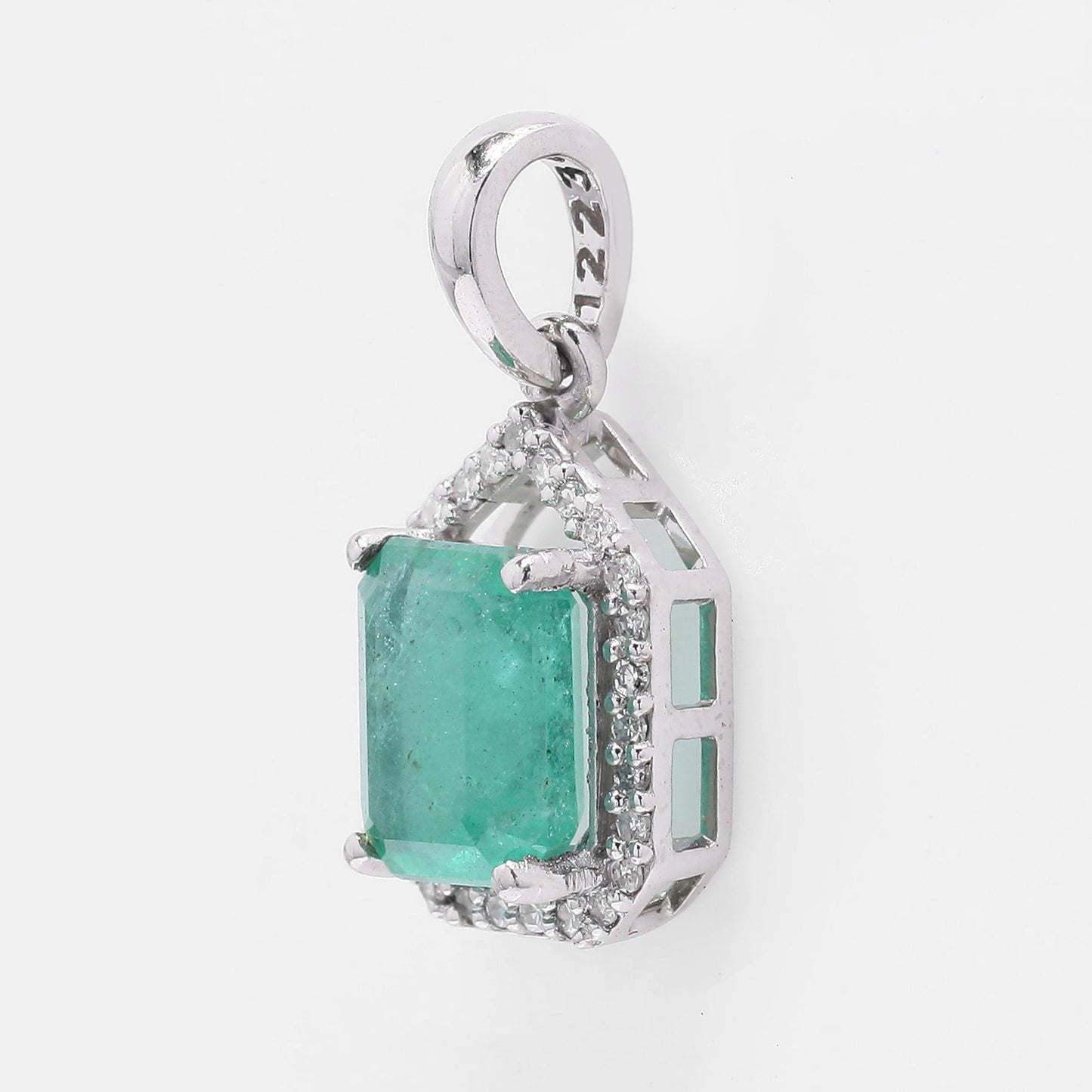 1.49 Ct Octagon Step Cut Natural Emerald 950 Platinum Pendant