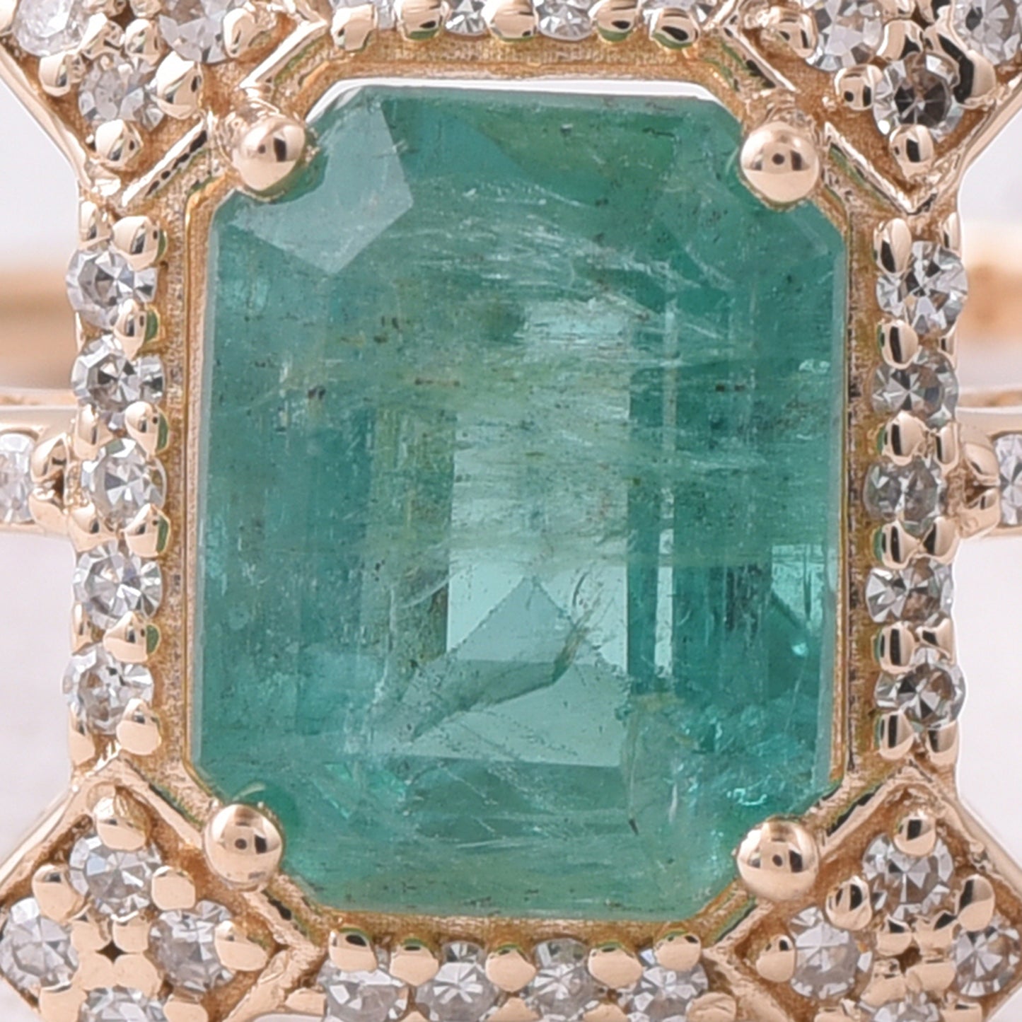 1.74 Ct Octagon Step Cut Natural Emerald 14K Gold Ring