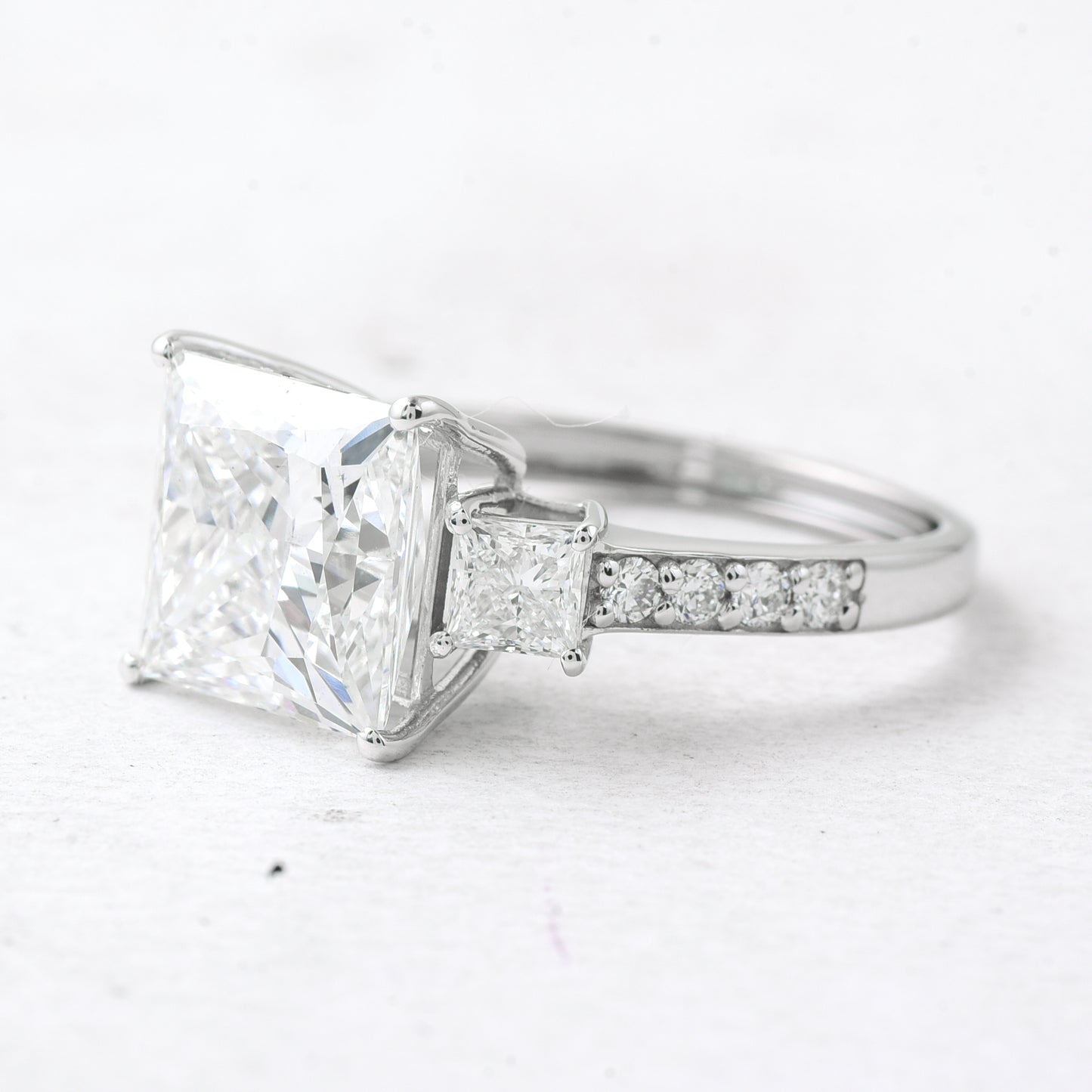 5.27 Ct Princess Lab Grown Diamond 14K Gold Ring
