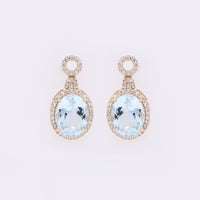 3.58 Ct Oval Mixed Cut Natural Aquamarine 14K Gold Earrings
