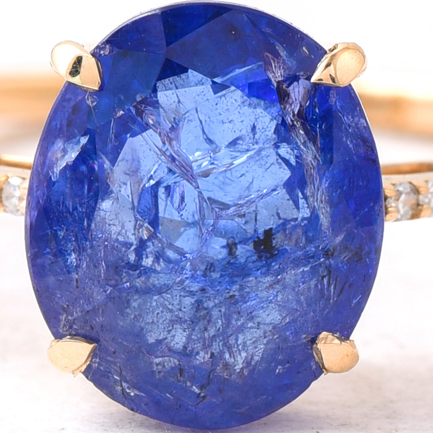 2.65 Ct Oval Mixed Cut Natural Tanzanite 14K Gold Ring
