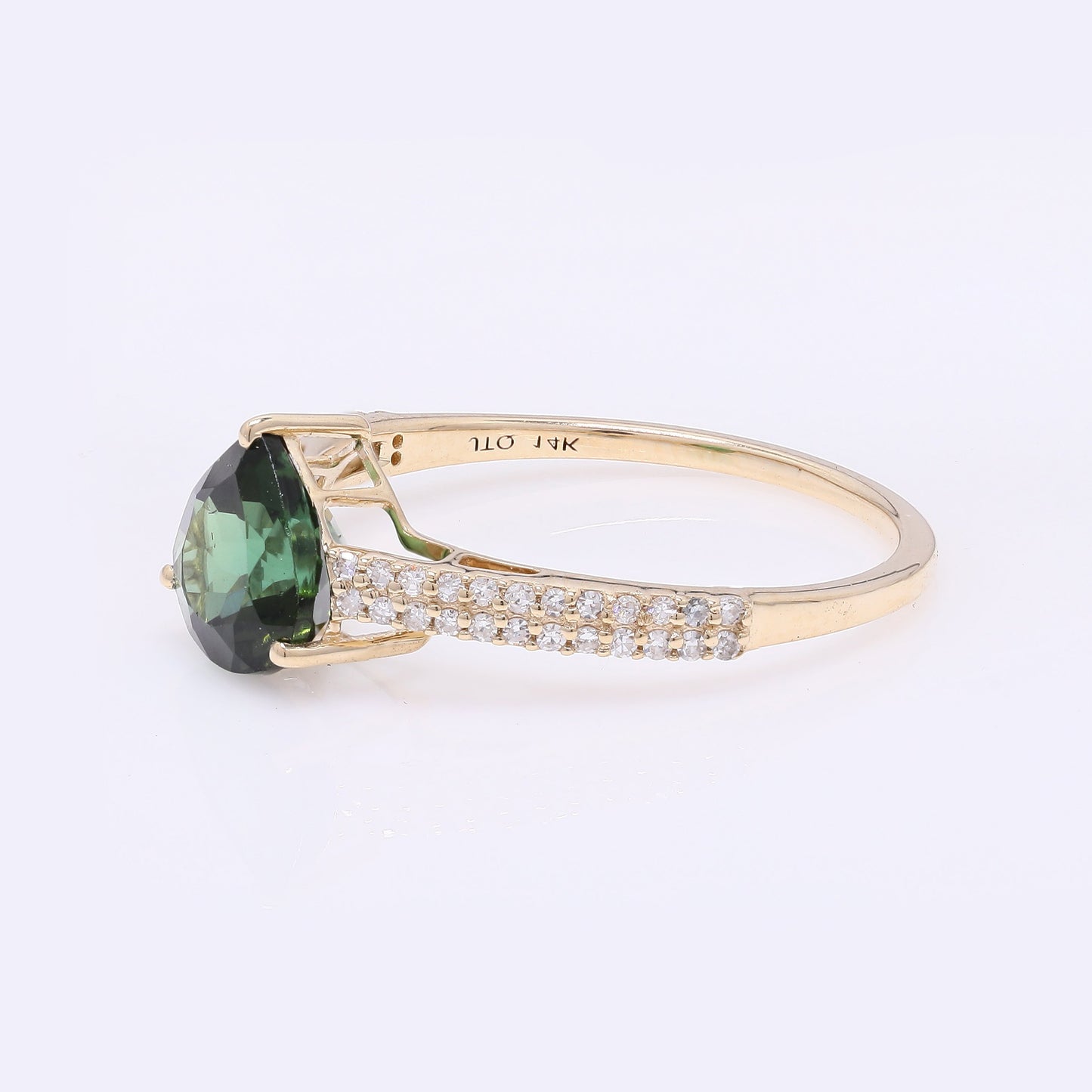 1.53 Ct Pear Mixed Cut Natural Tourmaline 14K Gold Ring