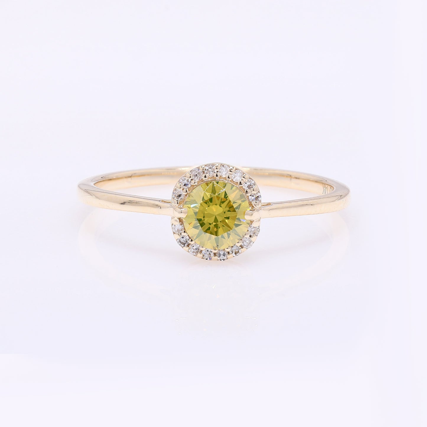 0.49 Ct Round Yellow Diamond 14K Gold Ring